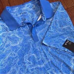 Men’s FLX Performance Polo, short sleeve, Blue Topography, XXL